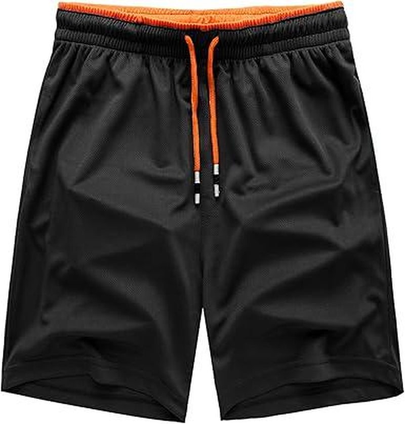 3PCS Men'S Athletic Shorts, Quick-Dry Jersey Shorts, Pull-On Knit Shorts with Pockets, Knit Gym Shorts