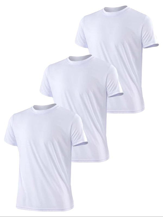 Men'S Plain round Neck Short Sleeve Sports Tee, Regular Fit Sporty Breathable Crewneck T-Shirt, Athletic Summer Clothes