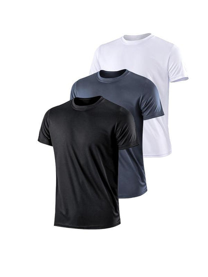 Men'S Plain round Neck Short Sleeve Sports Tee, Regular Fit Sporty Breathable Crewneck T-Shirt, Athletic Summer Clothes