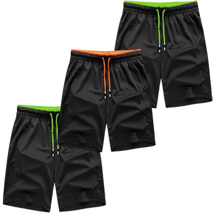 3PCS Men'S Athletic Shorts, Quick-Dry Jersey Shorts, Pull-On Knit Shorts with Pockets, Knit Gym Shorts