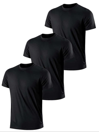 Men'S Plain round Neck Short Sleeve Sports Tee, Regular Fit Sporty Breathable Crewneck T-Shirt, Athletic Summer Clothes